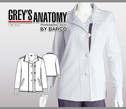 Grey's Anatomy 2 Welt Pockets Semi Fitted Jacket - White - Click Image to Close