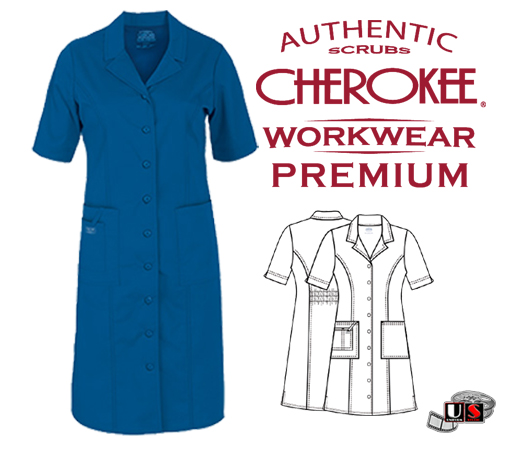 Cherokee Workwear Essentials Button Front Dress - Click Image to Close