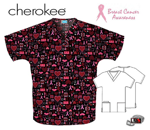 Cherokee Caring For The Cause Printed V-Neck Top - Click Image to Close