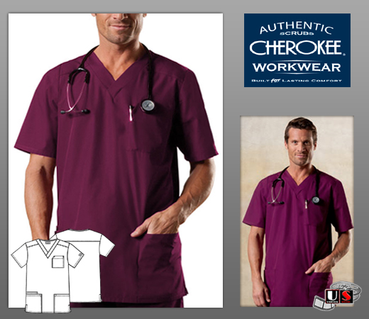 Cherokee Workwear's Solid Tall Unisex V-Neck T Scrub Top - Click Image to Close