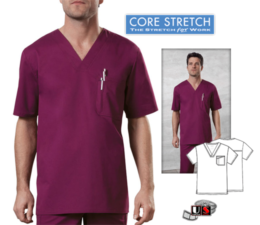 Cherokee Workwear's Core Stretch Men's V-Neck Top - Click Image to Close