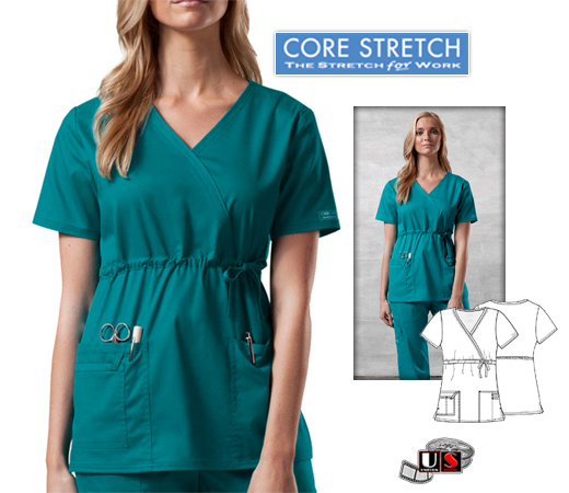 Cherokee Workwear's Core Stretch Women's Mock Wrap Top - Click Image to Close