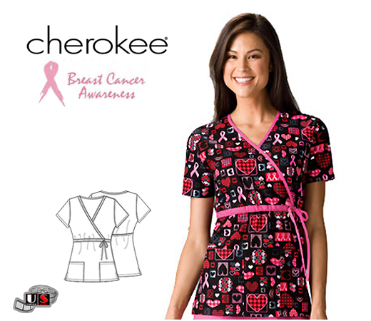 Cherokee Caring For The Cause Printed Mock Wrap Top - Click Image to Close