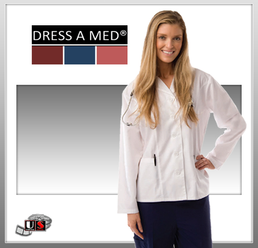Dress A Med White Series Short Woman's Lab Coat - Click Image to Close