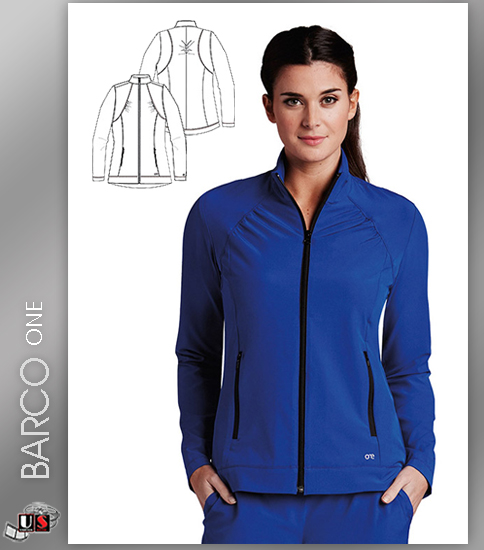 Barco One Womens Stand Collar Solid Scrub Jacket - Click Image to Close