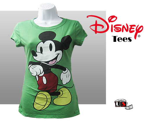 Disney Printed Mickey Comfortable Green Tees - Click Image to Close