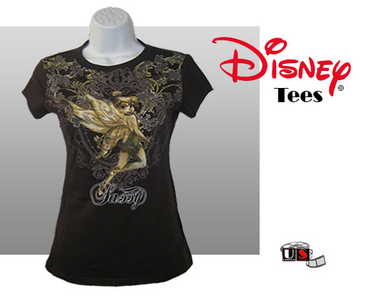 Disney Printed Tinkerbell Comfortable Brown Tees - Click Image to Close