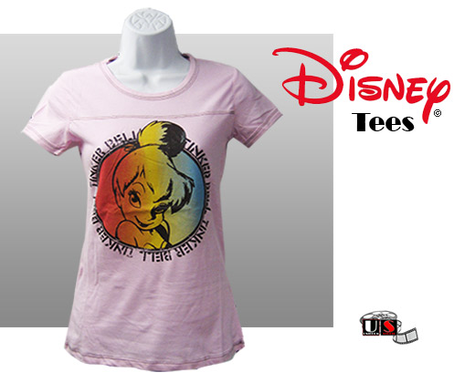 Disney Printed Tinkerbell Comfortable Pink Tees - Click Image to Close