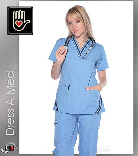 602-DRSS DRESS A MED Womens Stylish 2 Piece Scrub Set - Click Image to Close