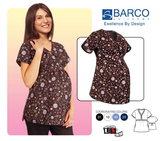 Barco Flirty Maternity V-Neck Mock Button - Click Image to Close