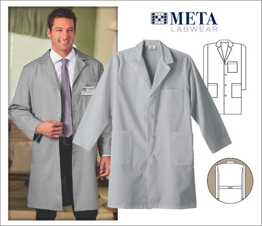 Meta Labwear Unisex 40" Labcoat - Silver - Click Image to Close
