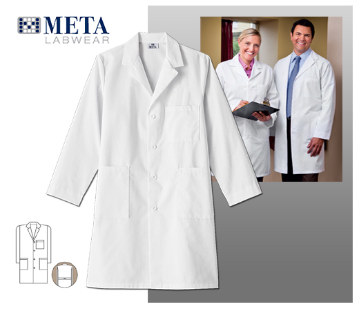 Meta Labwear Unisex 40" Labcoat - White - Click Image to Close