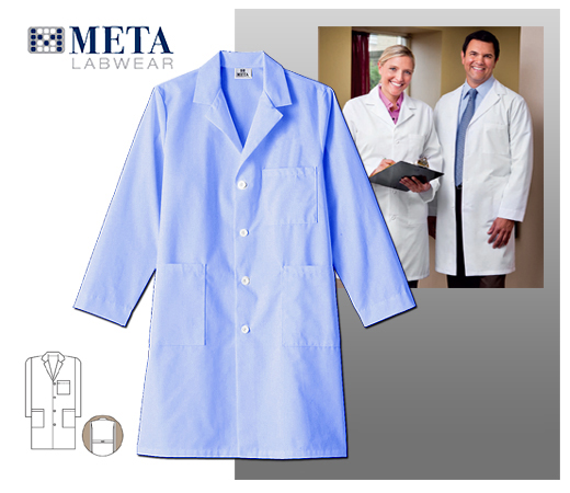 Meta Labwear Unisex 40" Labcoat - Blue - Click Image to Close
