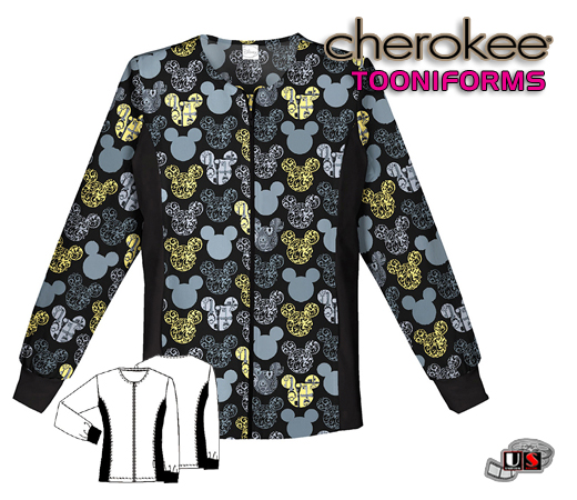 Cherokee Tooniform Just Scrolling Along Warm-up Jacket - Mickey - Click Image to Close