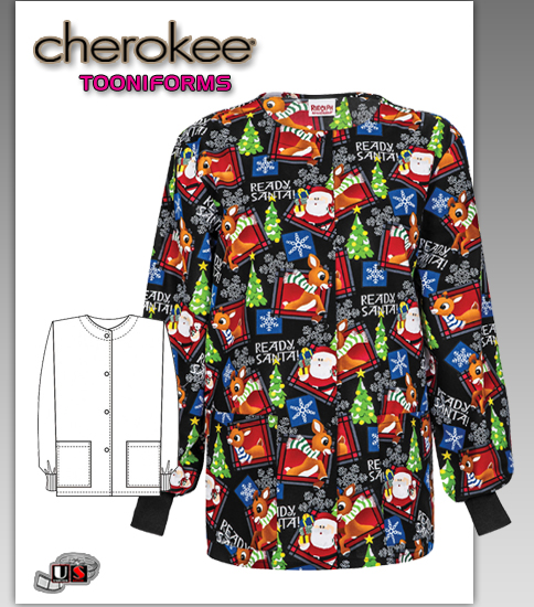 Cherokee Tooniforms Rudolfh Snap Front Warm-Up Jacket - Click Image to Close
