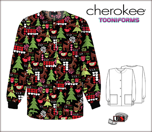 Cherokee Tooniforms Snap Front Warm-Up Jacket in Rudolph VIP - Click Image to Close