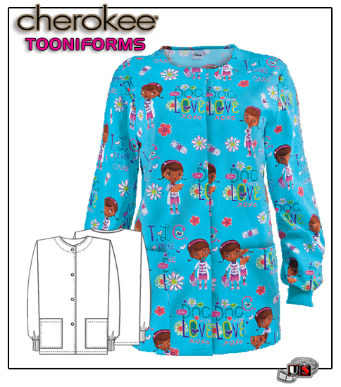 Cherokee Tooniforms Snap Front Warm-Up Jacket MC Stuffins - Click Image to Close