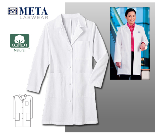 Meta Labwear Ladies 38" Cotton Labcoat - Click Image to Close