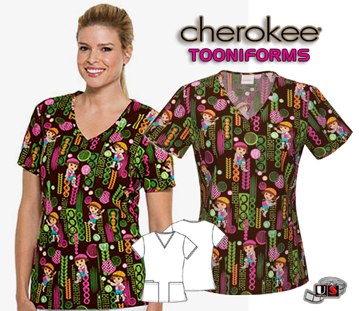 Cherokee Tooniforms Little Traveler V-Neck Top - Click Image to Close