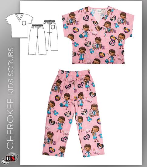 CHEROKEE I Care For Pets Kids Top and Pant Scrub Set - Click Image to Close
