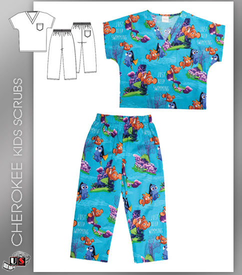 CHEROKEE Finding Nemo Kids Top and Pant Scrub Set - Click Image to Close
