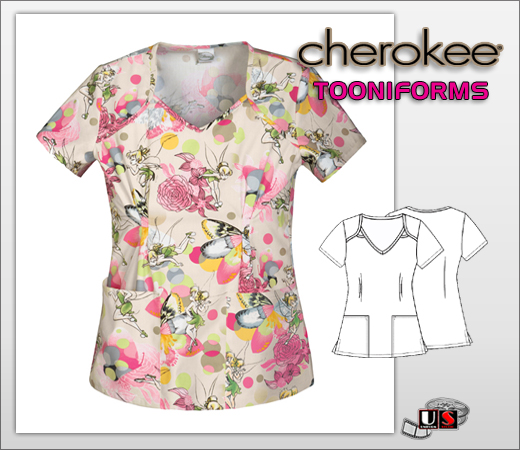 Cherokee Tooniforms Playful Pixie V-Neck Top - Click Image to Close