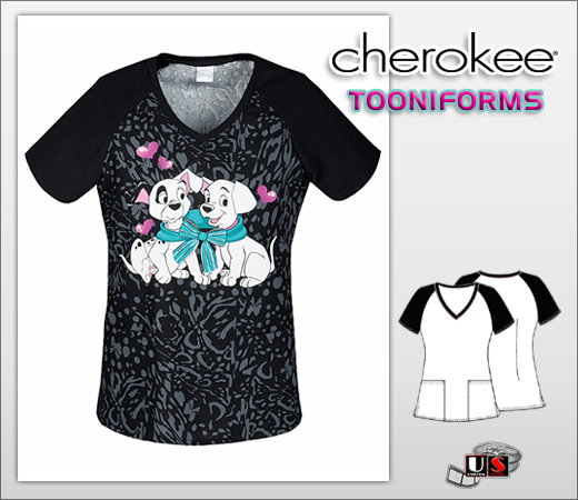 Cherokee Tooniforms V-Neck Top Love Me NOT - Click Image to Close