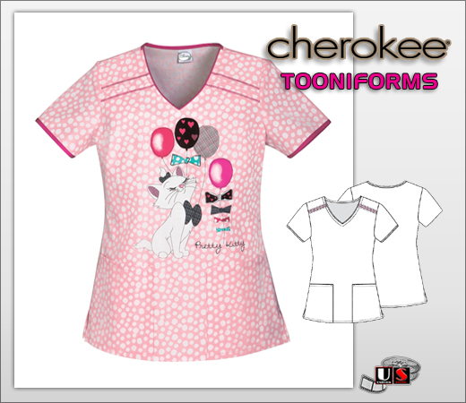 Cherokee Tooniforms Pretty Marie V-Neck Top - Click Image to Close