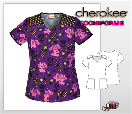 Cherokee Tooniforms Seeing Spot V-Neck Top - Click Image to Close