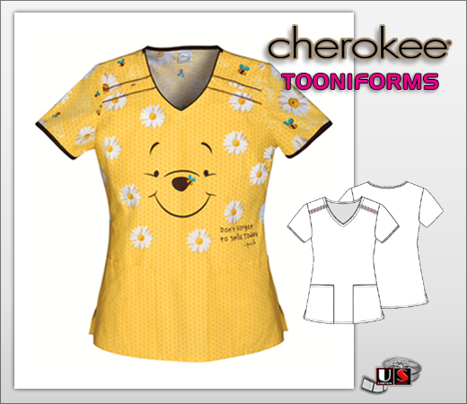 Cherokee Tooniforms Smile Today V-Neck Top - Click Image to Close