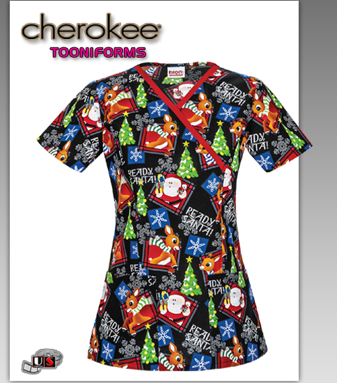 Cherokee Tooniforms Rudolfh Mock Wrap Top - Click Image to Close