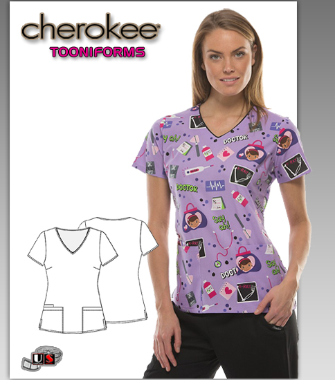 Cherokee Tooniforms Disney Doctor Knows Best V-Neck Top - Click Image to Close