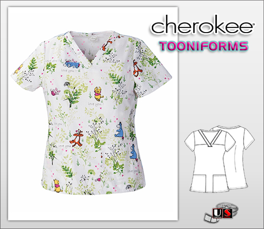 Cherokee Tooniforms V-Neck Top Winnie's Picnic - Click Image to Close