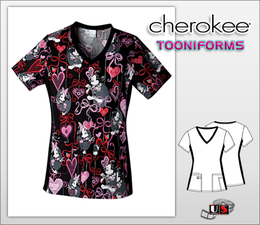 Cherokee Tooniforms V-Neck Knit Panel Top Before the Date - Click Image to Close