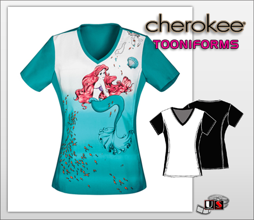 Cherokee Tooniforms I'm Really a Mermaid V-Neck Knit Panel Top - Click Image to Close