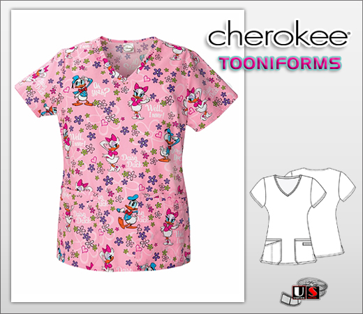 Cherokee Tooniforms V-Neck Top Daisy Attitude - Click Image to Close