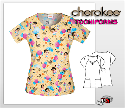 Cherokee Tooniforms Dora's Beautriful Baloon Round Neck Top - Click Image to Close