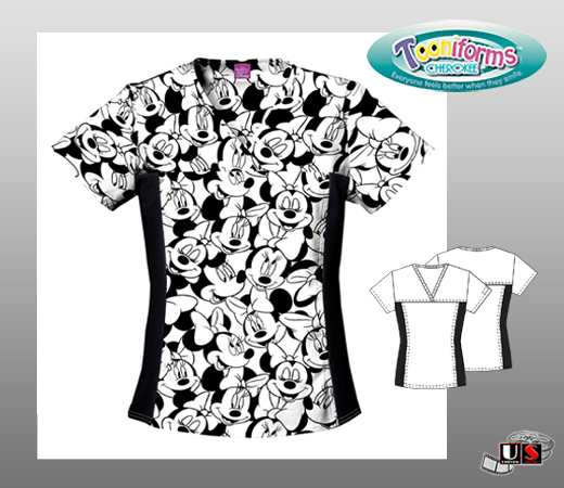 Disney Cherokee Big Minnie Flexibles Scrub Top - Click Image to Close