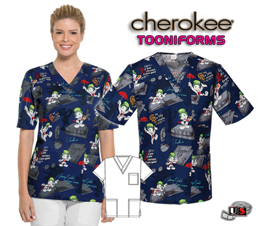 Cherokee Tooniforms Jiminy Cricket Unisex Top - Click Image to Close