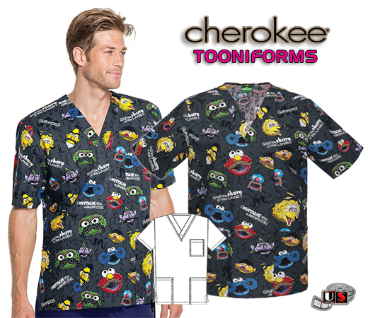 Cherokee Tooniforms Sesame Street I Mustache You Unisex Top - Click Image to Close