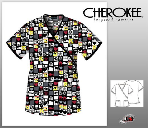 Cherokee Tooniform Mock Wrap Top - Pirate Bob - Click Image to Close