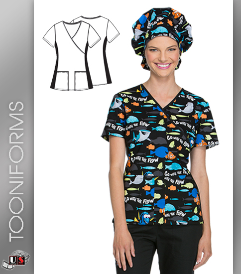 Cherokee Tooniforms Go with the Flow V-Neck Top - Click Image to Close