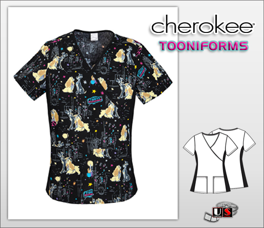 Cherokee Tooniforms Mock Wrap Top Evening Stroll - Click Image to Close