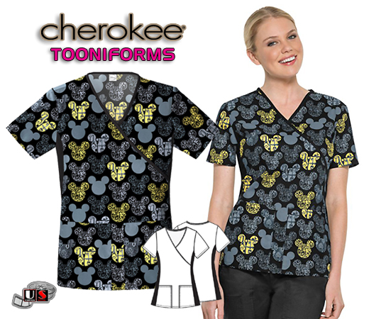 Cherokee Tooniforms Just Scrolling Along Mock Wrap Top - Click Image to Close