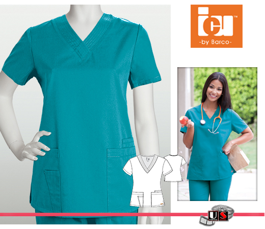 ICU Barco Scrubs 4 Pocket Detail V-Neck - Click Image to Close