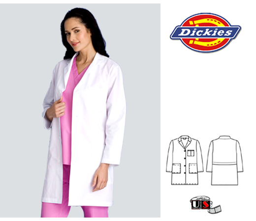 Dickies Women's Classic Lab Coat Three Button Closure - Click Image to Close