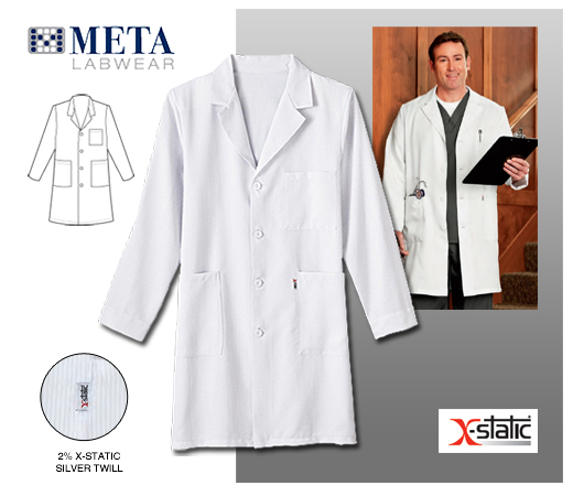 Meta Unisex X-Static Silver Safe Care Lab Coat - Click Image to Close