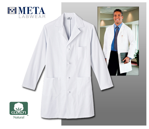 Meta Labwear Men's 38" Knot Button Labcoat - Click Image to Close