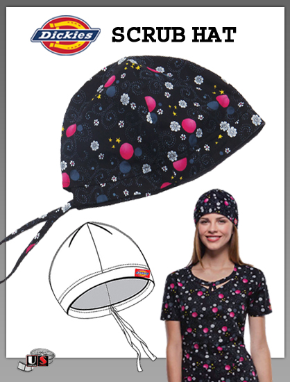 Dickies Printed Blooming Star Bouffant Scrub Hat - Click Image to Close