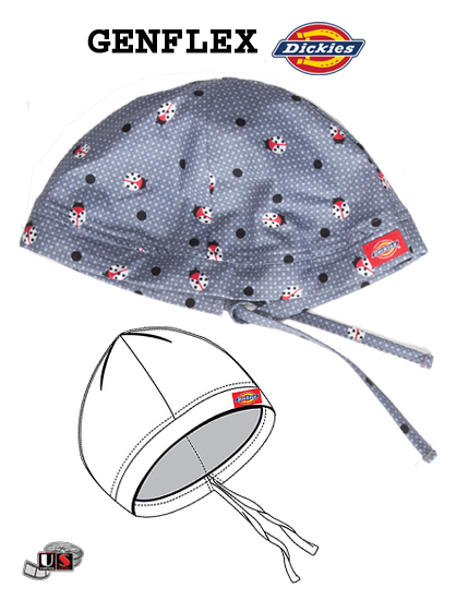 Dickies Printed Bug Me A Dot Bouffant Scrub Hat - Click Image to Close